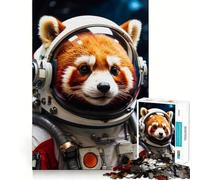 Rompecabezas de Astronauta Panda Rojo para Adolescentes, 1000 Piezas, diseño Relajante y Divertido, decoración de Pared con Corte nítido (38x52cm)