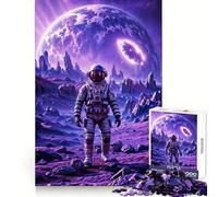 Rompecabezas de Astronauta, Planeta alienígena, Cielo púrpura para Adultos, 1000 Piezas, Ejercicio Mental, pasatiempo Acogedor, Cierre cómodo, Regalo Festivo (38x26cm)