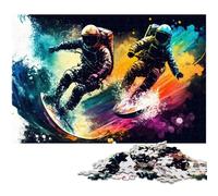 Rompecabezas de Astronauta surfeando de 1000 Piezas para Adultos, reuniones Familiares, cumpleaños y festividades, 50x75cm/19,68x29,52 Pulgadas.