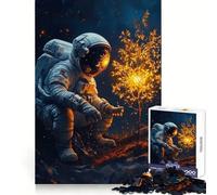 Rompecabezas de Astronauta y árbol Brillante en el Espacio para Adultos, 1000 Piezas, para Practicar el razonamiento, Actividad de Ocio, Bordes de Primera Calidad, Regalo navideño (38x52cm)