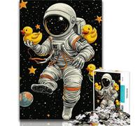 Rompecabezas de Astronauta y Patito de Goma para Adultos y Adolescentes, Ideal para Pasar el rato en casa con Piezas aleatorias Que se entrelazan (38x26cm)