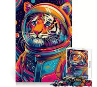 Rompecabezas de Astronauta y Tigre Espacial para Adultos, 1000 Piezas, Entrenamiento de concentración, relajación, unión precisa, Regalo significativo (38x52cm)