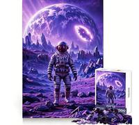 Rompecabezas de astronautas, alienígenas, Planeta, Cielo púrpura para Adultos, 1000 Piezas, Mente aguda, Entretenimiento Consciente, Ajuste Firme, Feliz Navidad (38x52cm)