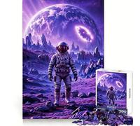 Rompecabezas de astronautas, alienígenas, Planeta y Cielo púrpura, 1000 Piezas para Adolescentes Ideal para desarrollar la Memoria, Relajarse y Pasar el Tiempo Bordes limpios (50x75cm)