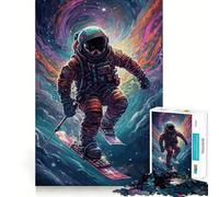 Rompecabezas de astronautas esquiadores para Adultos, 1000 Piezas, fortalece la Memoria, Alivia el estrés, Borde Liso, Regalo conmovedor 38x52cm