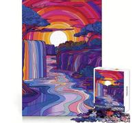 Rompecabezas de Atardecer con Cascada Serena para Adolescentes, 1000 Piezas, Wise Think Toy, diversión y Entretenimiento, decoración de Pared con Corte nítido (38x52cm)