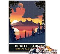 Rompecabezas de Atardecer en el Lago del cráter para Adultos y Adolescentes, Juego Educativo Familiar, Ideal para decoración de Escritorio, 1000 Piezas (50x75cm)