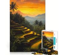 Rompecabezas de Atardecer en terrazas de arroz para Adultos, 1000 Piezas, Rompecabezas Mental, pasatiempo Relajante, Montaje de imágenes, Regalo Encantador (38x26cm)