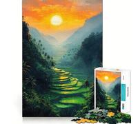 Rompecabezas de Atardecer en terrazas de arroz para Adultos, 1000 Piezas, Rompecabezas para ejercitar la Mente, Ideal para el hogar, como Regalo de cumpleaños (38x52cm)