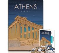 Rompecabezas de Atenas, Grecia de Noche, 1000 Piezas para Adultos Difícil de completar, Pero Divertido y Divertido Decoración hogar, 75x50cm