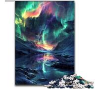 Rompecabezas de Aurora Boreal sobre la Nieve para Adolescentes Rompecabezas de 1000 Piezas Juegos de Relajación Que Fortalecen el Amor en Parejas para Mayores de 14 Años (26x38cm)