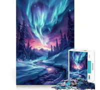 Rompecabezas de Auroras boreales de neón para Adolescentes, 1000 Piezas, Juguete para ejercitar la Mente, Imagen Relajante y acogedora, Sorpresa cálida (50x75cm)