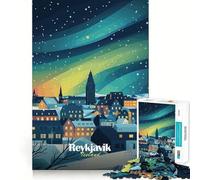 Rompecabezas de Auroras boreales de Reikiavik para Adolescentes, 1000 Piezas, Juguete para ejercitar la Mente, diversión Relajante, Corte preciso, Regalo Festivo (50x75cm)