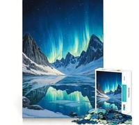 Rompecabezas de Auroras boreales, montaña y Lago para Adultos, 1000 Piezas, Juguete de lógica Resistente, Alivio de tensión, Borde Transparente, Regalo Premium (50x75cm)