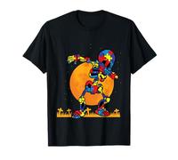 Rompecabezas de Autismo Esqueleto Dabbing Autismo Conciencia Halloween Camiseta