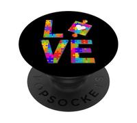 Rompecabezas de Autismo Love Autism Awareness Month Ribbon Adultos Niños PopSockets PopGrip Adhesivo