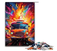 Rompecabezas de autobús Escolar psicodélico Colorido de 1000 Piezas para niños Rompecabezas de Madera decoración del hogar 1000 Piezas (75 x 50 cm)