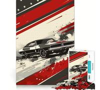 Rompecabezas de Autos clásicos Americanos,1000 Piezas,Juego Estimulante para el Cerebro,Ajuste Espacios,Entretenimiento Acogedor para Interiores para Todos (38x26cm)
