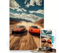 Rompecabezas de Autos Deportivos Rojos de Carreras en el Desierto para Adolescentes, 1000 Piezas, Juguete para ejercitar el Cerebro, relajación Mental, Arte para armar, (50x75cm)