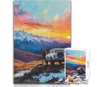 Rompecabezas de Aventura al Atardecer en la montaña con Todoterreno para Adolescentes,1000 Piezas,solución de Problemas,Educativo,Divertido,Maravilloso y reflexivo,opción de Regalo,tamaño 38x26cm