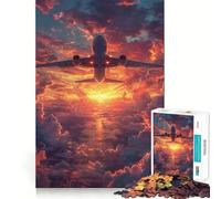 Rompecabezas de avión al Atardecer de 1000 Piezas para Adultos, Juguete Intelectual Relajante, Divertido, de Corte preciso, (50x75cm)