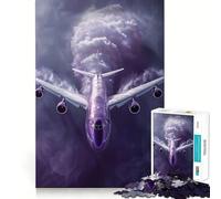 Rompecabezas de avión Morado en el Cielo para Adolescentes, 1000 Piezas, Juguete de razonamiento y Habilidad, Juego Relajante, Corte Exacto, Regalo de Papá Noel (38x26cm)