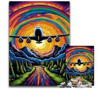 Rompecabezas de avión psicodélico de 1000 Piezas para Adultos, de cartón, decoración del hogar y para Las Vacaciones, 26x38cm/10,23x14,96 Pulgadas.