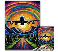 Rompecabezas de avión psicodélico para Adultos, 1000 Piezas, Rompecabezas de Madera, Juego de ingenio para Adolescentes, Fiestas, 50x75cm/19,68x29,52 Pulgadas