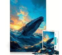 Rompecabezas de avistamiento de Ballenas 1000 Piezas Juego Divertido sin Rebabas Piezas de Corte Limpio portátil Ideal para Viajar (38x26cm)