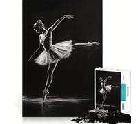 Rompecabezas de Bailarina Blanca sobre Fondo Negro para Adultos 1000 Piezas Juego de Memoria Corte Fino Acabado Premium Forma entretenida de Pasar el Tiempo Libre (50x75cm)