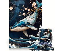 Rompecabezas de Ballena Azul Kintsugi para Adultos, 1000 Piezas, Poder de Memoria, recreación pacífica, Ajuste Perfecto, Regalo Ideal (38x26cm)