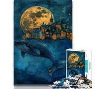 Rompecabezas de Ballena bajo la Luna para Adolescentes, 1000 Piezas, Juguete Educativo Intelectual Relajante, Regalo de Amigo Secreto 75x50cm