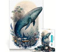 Rompecabezas de Ballena en el Bosque Encantado 1000 Piezas Divertido para estimular la concentración Cortado con láser para un Ajuste Actividad para Compartir con Seres Queridos (38x26cm)
