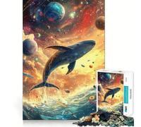 Rompecabezas de Ballena en el Espacio 1000 Piezas Divertido para estimular la concentración Cortado con láser para un Ajuste Actividad para Compartir con Seres Queridos (38x52cm)