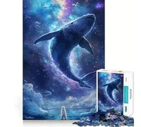 Rompecabezas de Ballena en el Espacio con Oso Polar 1000 Piezas Juego de Memoria Alta precisión Manualidades interactivas desafío Cerebral para el hogar (38x26cm)