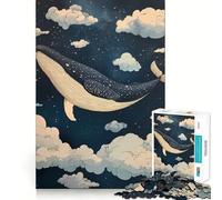 Rompecabezas de Ballena Nadando Entre Las Nubes 1000 Piezas Juguete de construcción Focus Building Toy Ajuste Huecos Actividad gratificante para días lluviosos (38x52cm)