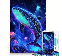 Rompecabezas de Ballena neón de Aguas Profundas para Adultos, 1000 Piezas, Juguete Intelectual, Alivio del estrés, Corte preciso, (38x52cm)