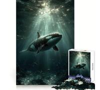 Rompecabezas de Ballena Orca Nadando bajo el Agua con Rayos de Sol para Adolescentes, 1000 Piezas, Juguete de lógica Resistente, Tranquilo, calmado, Bordes definidos, Regalo Elegante (38x52cm)
