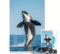 Rompecabezas de Ballena Orca Saltando del Agua para Adolescentes, 1000 Piezas, Juguete Intelectual, Escape Tranquilo, Corte de Calidad, Regalo de Temporada (50x75cm)
