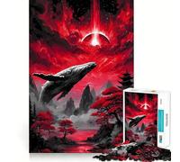 Rompecabezas de Ballena roja con Paisaje japonés para Adultos 1000 Piezas Juego Think Boost Estructura de Encaje precisa fácil de Aprender diversión para Toda la Familia (38x26cm)
