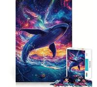 Rompecabezas de Ballena Saltando al Espacio 1000 Piezas Diversión para ejercitar la Memoria Bordes Lisos Encaje Forma Divertida de llenar Las Horas Libres (50x75cm)