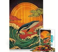 Rompecabezas de Ballena Saltando en la Ola 1000 Piezas Juguete de construcción Focus Building Toy Ajuste Huecos Actividad gratificante para días lluviosos (50x75cm)
