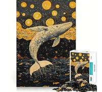 Rompecabezas de Ballena Saltando hacia Las Estrellas 1000 Piezas Juguete de construcción Focus Ajuste Firme Montaje Seguro Juguete de Entretenimiento para Interiores (50x75cm)