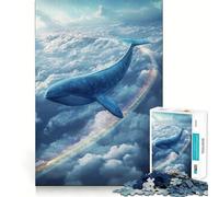 Rompecabezas de Ballena Volando Entre Nubes con arcoíris 1000 Piezas Juguete para desarrollar la Capacidad cognitiva Superficie Lisa y sin Rebabas Actividad Relajante para Grupos en Interiores