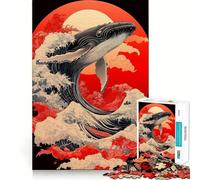 Rompecabezas de Ballena y Sol Rojo 1000 Piezas Juguete para desarrollar la Capacidad cognitiva Superficie Lisa y sin Rebabas Actividad Relajante para Grupos en Interiores (38x26cm)