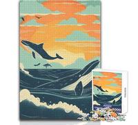 Rompecabezas de Ballenas al Atardecer para Adultos, 1000 Piezas, Aprendizaje Interactivo, Actividad Divertida, Regalo conmovedor y Memorable, tamaño 38x52cm