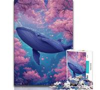 Rompecabezas de Ballenas bajo Flores de Cerezo para Adultos, 1000 Piezas, Ideal para aliviar el estrés, Ideal para Decorar tu Escritorio (38x26cm)