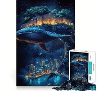 Rompecabezas de Ballenas Ciudad y Noche Estrellada 1000 Piezas Juego de Recuerdo Mental Alta Precisión Manualidad Desafío Interactivo para el Cerebro en Casa (38x52cm)
