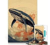 Rompecabezas de Ballenas con Estilo Retro japonés para Adultos 1000 Piezas Juego de Memoria Corte Fino Acabado Premium una Forma entretenida de Pasar el Tiempo Libre (38x26cm)