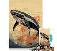 Rompecabezas de Ballenas con Estilo Retro japonés para Adultos 1000 Piezas Juego Think Boost Estructura de Encaje precisa fácil de Aprender diversión para Toda la Familia (50x75cm)
